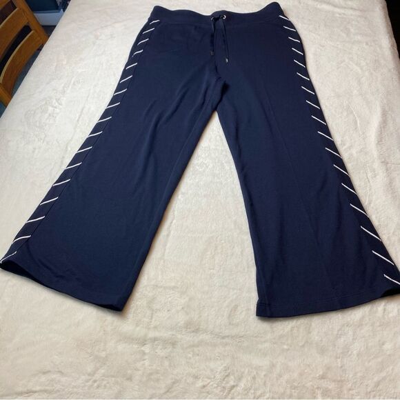 Lauren Ralph Lauren Blue Wide Leg Track Pants Size Large - Picture 1 of 15